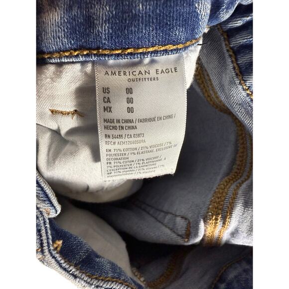 American Eagle Shorts women 00 Blue Hi-rise Shortie Ripped Denim - Picture 4 of 7